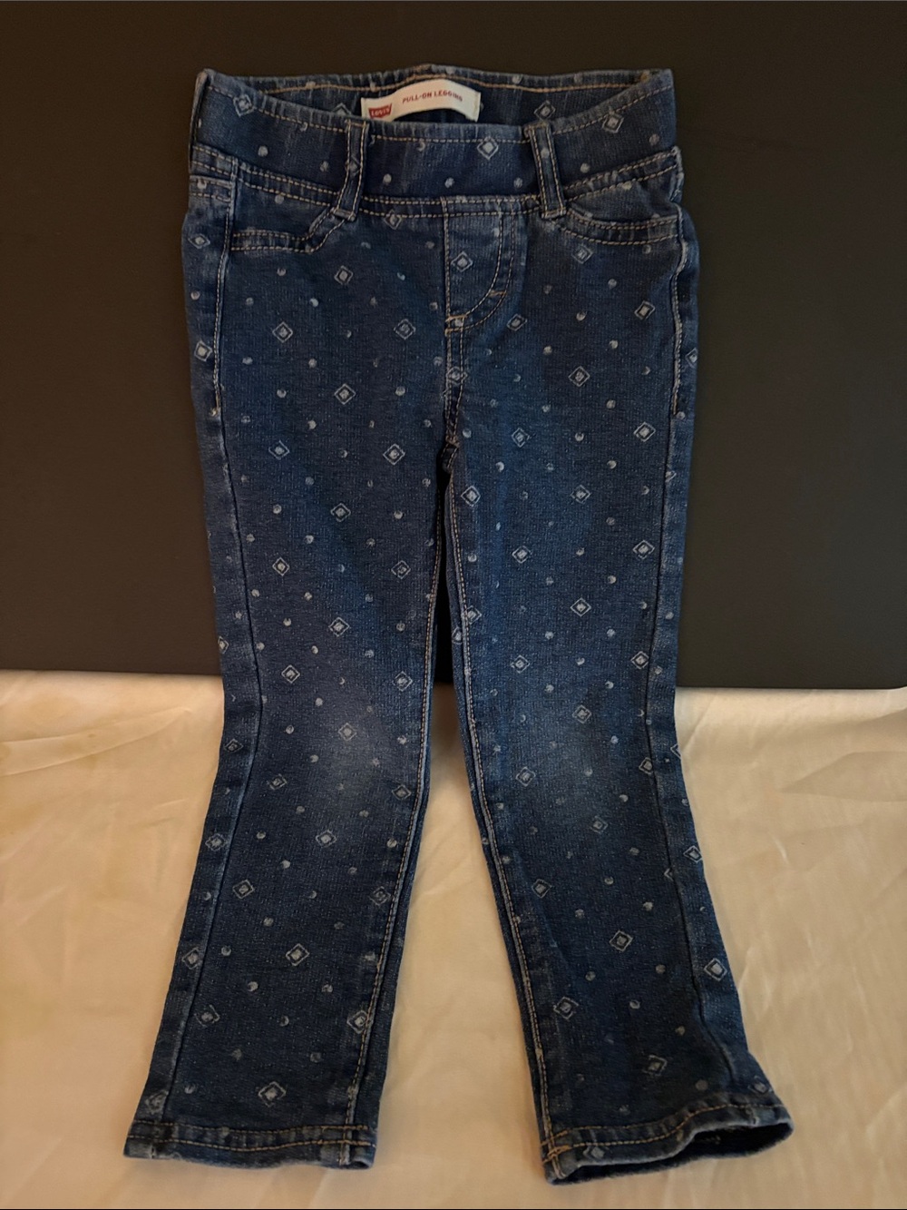 Levi's Girls Dark Blue Printed Pull On Leggings Jeans